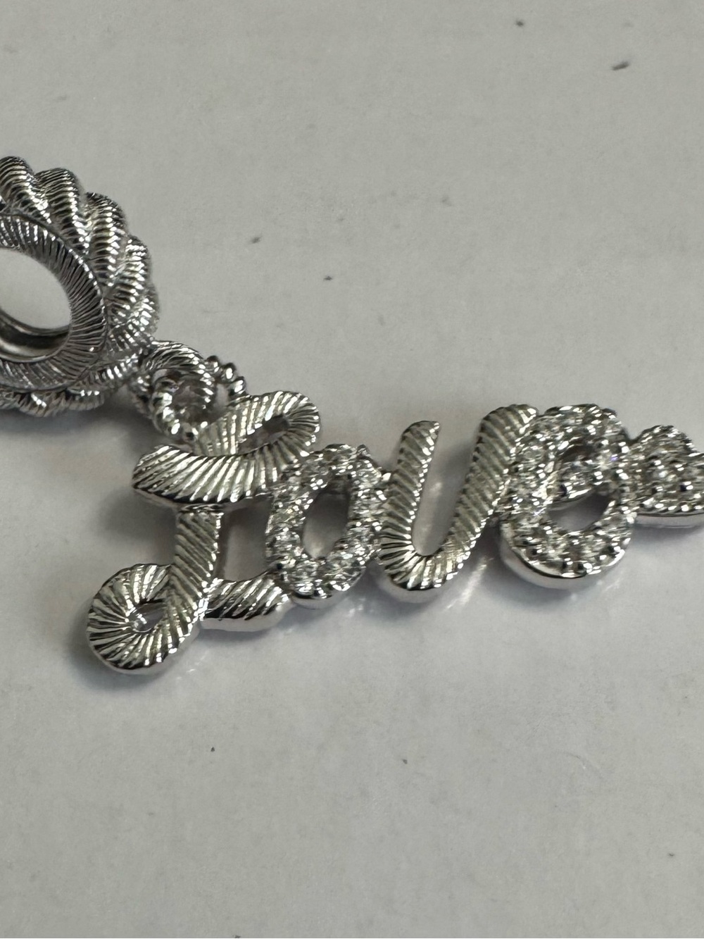 Judith Ripka 925 Silver 'Love' Script Charm Pendant - Picture 4 of 5